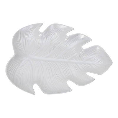 Decorat1Ve Ceramic Leaf Plate, White