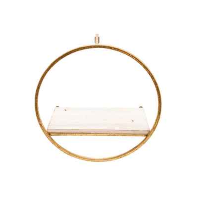 S/3 METAL & WOOD WALL SHELVES, GOLD/WHITE