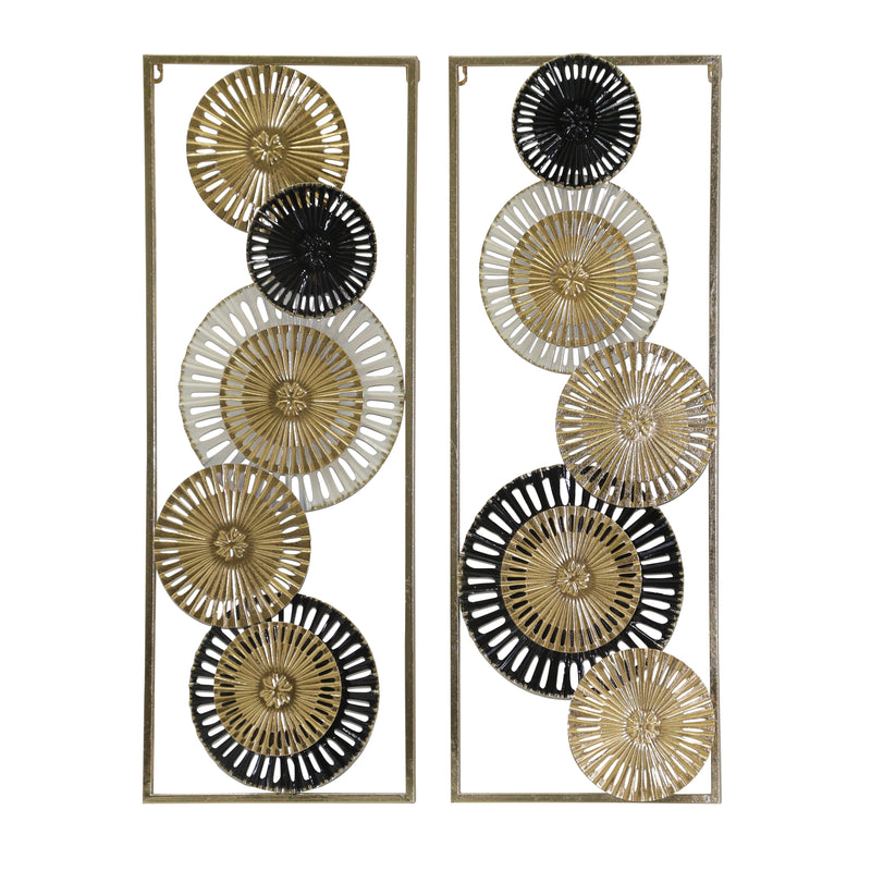 S/2 32 Pierced Disc Metal Wall Panels, Gold Multi