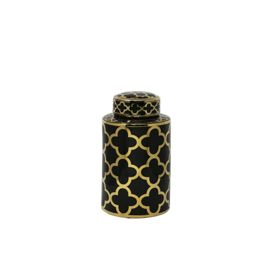 BLACK/GOLD PETAL PATTERN JAR 12