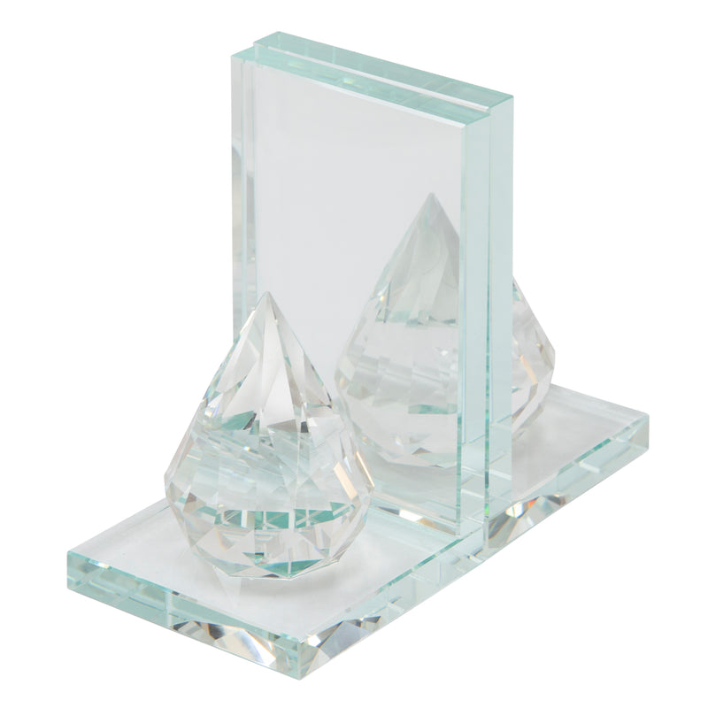 S/2 Crystal Diamond Bookends, Clear