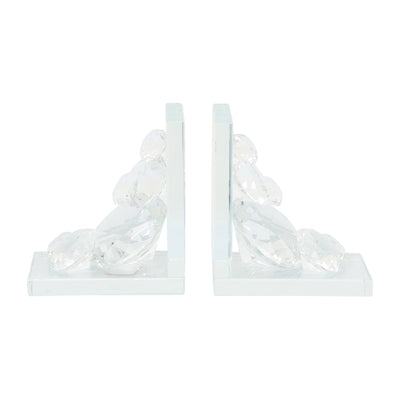 S/2 Crystal Diamond Bookends, Clear