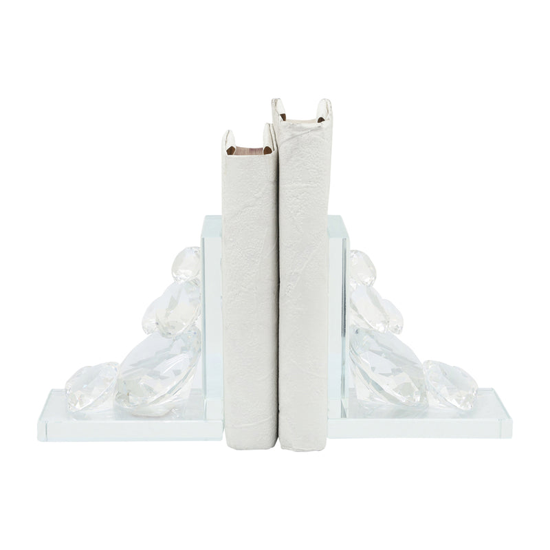 S/2 Crystal Diamond Bookends, Clear