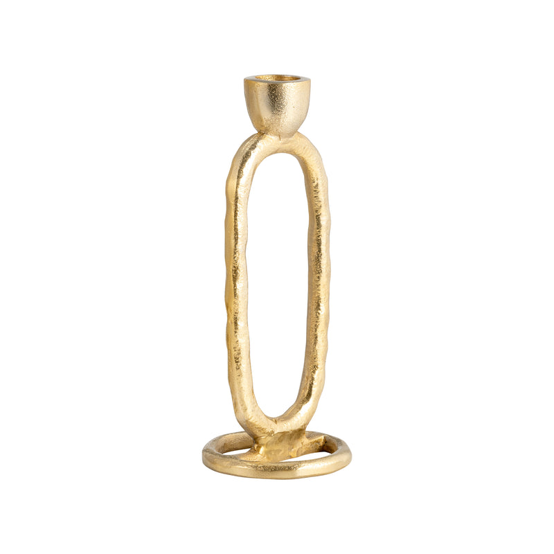 METAL, 7 OPEN OVAL TAPER CANDLEHOLDER, GOLD