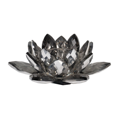 BLACK CRYSTAL LOTUS VOTIVE HOLDER 8.2