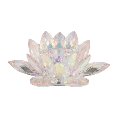 BLUSH CRYSTAL LOTUS VOTIVE HOLDER 8.25