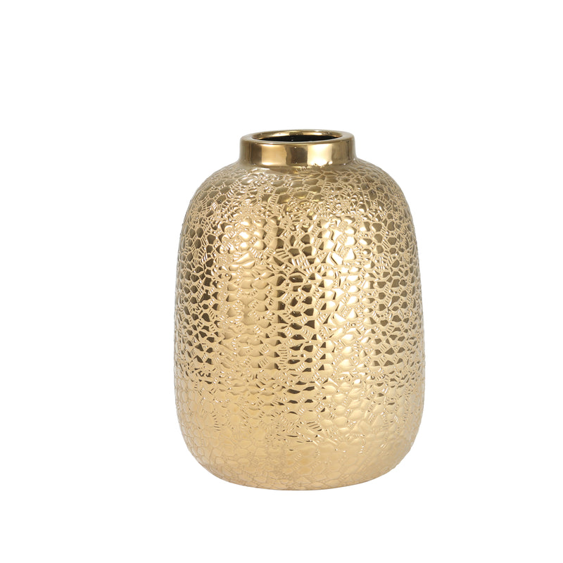 GOLD ALLIGATOR SKIN VASE 9.25