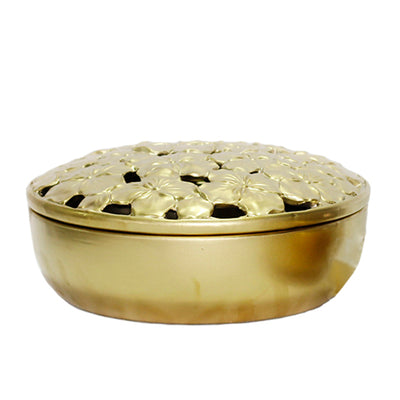 MATTE GOLD FLORAL LID JAR 10.7, 5