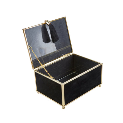 S/3 BLACK VELVETEEN BOXES W/ TASSEL