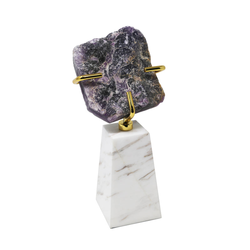 MARBLE TABLETOP W/ AGATE, GOLD/PURPLE