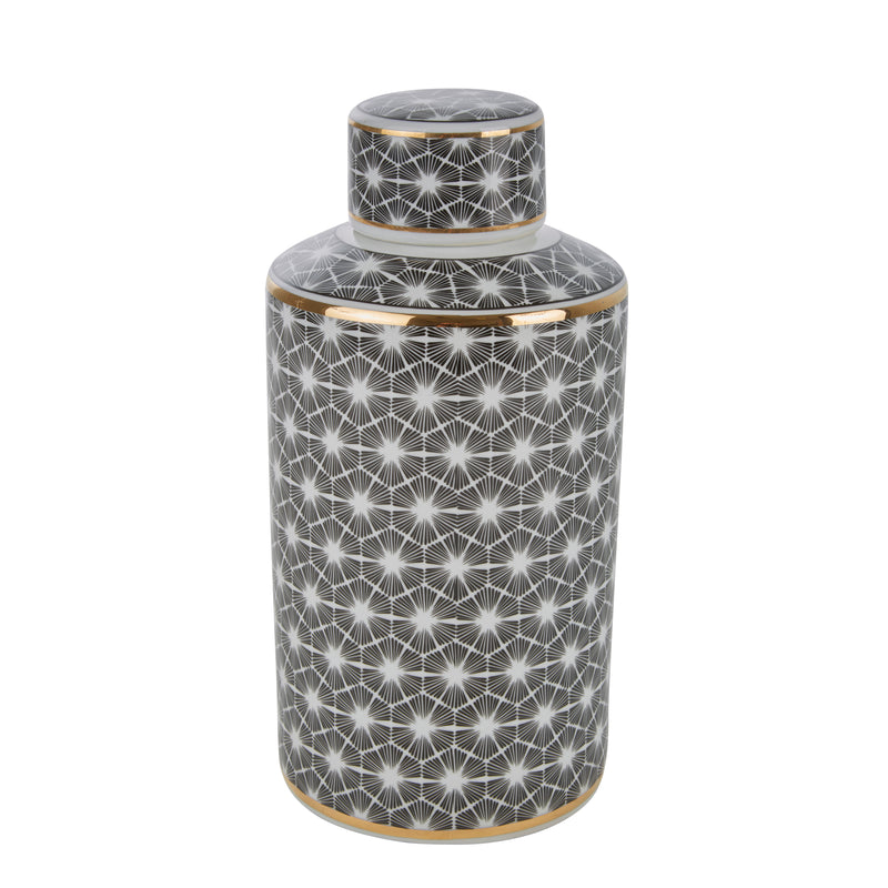 WHITE/BLACK JAR W/ GOLD EDGE, 12