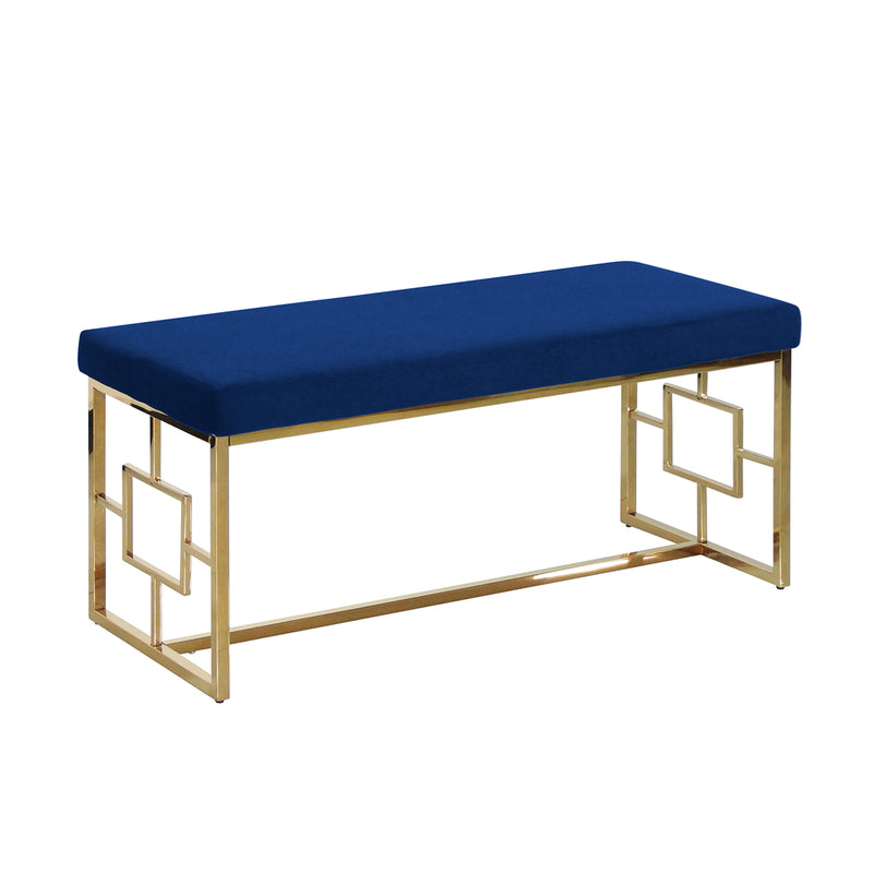 Bench W/ Velveteen Seat, Gold / Navy Kd