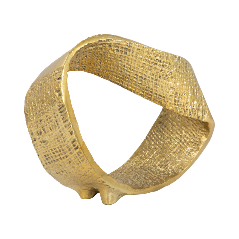 Metal, 8 Twisted Hammered Ring, Gold