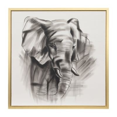 71X71, HAND PAINTED ELEPHANT BEAUTY, GRAY/WHT