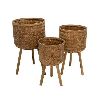 S/3 BAMBOO PLANTERS 11/13/15 BROWN