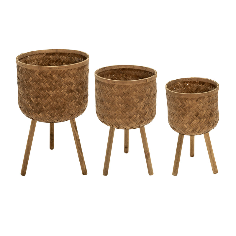 S/3 BAMBOO PLANTERS 11/13/15 BROWN