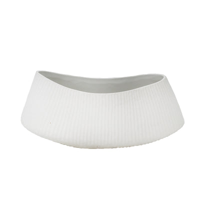 MATTE WHITE RIBBED VASE 5.25