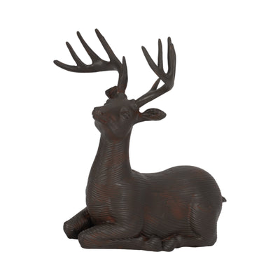 Resin, 11h Laying Reindeer Deco, Brown