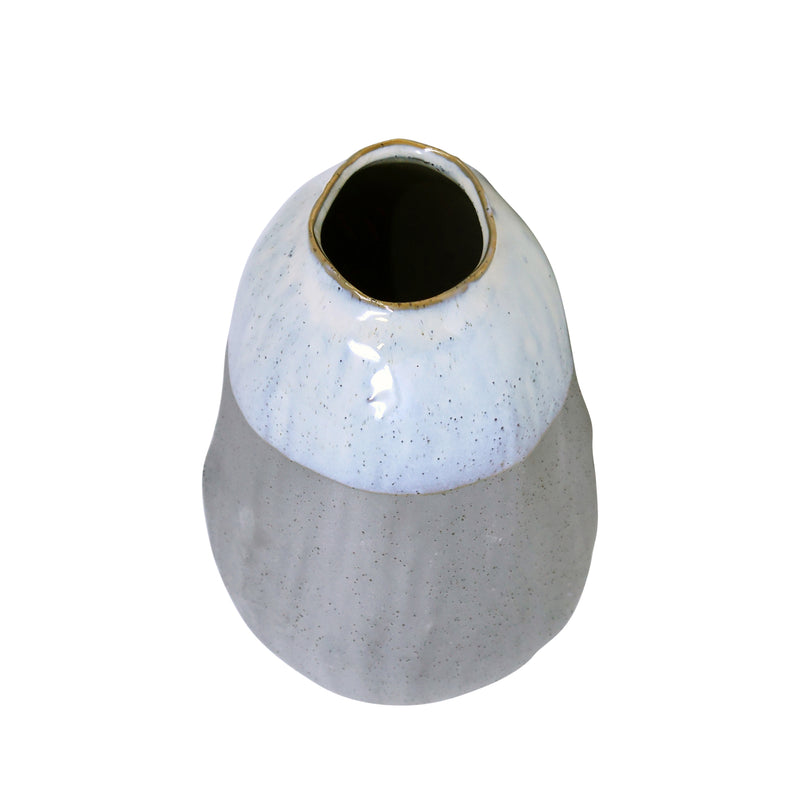 CERAMIC 8.25 ORGANIC VASE , GRAY