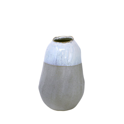 CERAMIC 8.25 ORGANIC VASE , GRAY