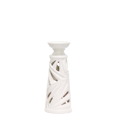 WHITE PALM LEAF CANDLE HOLDER, 12