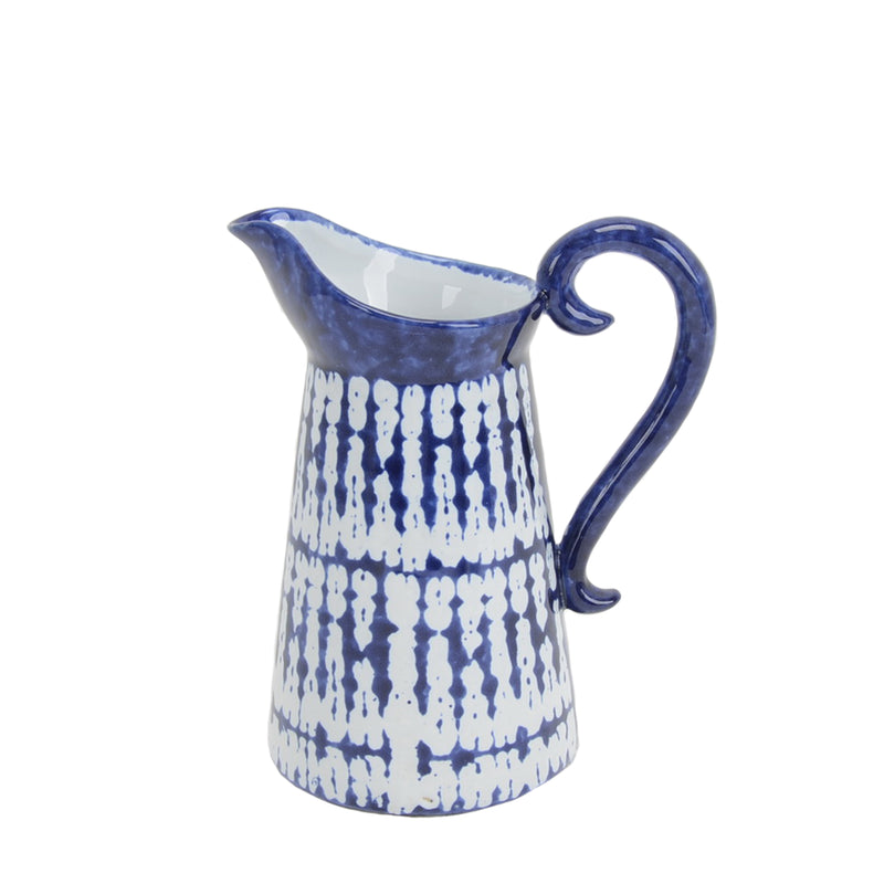 BLUE/WHITE GLAZE PITCHER 7.75