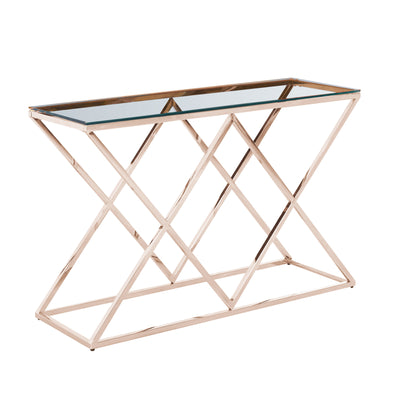 STAINLESS STEEL & GLASS CONSOLE TABLE, GOLD  KD