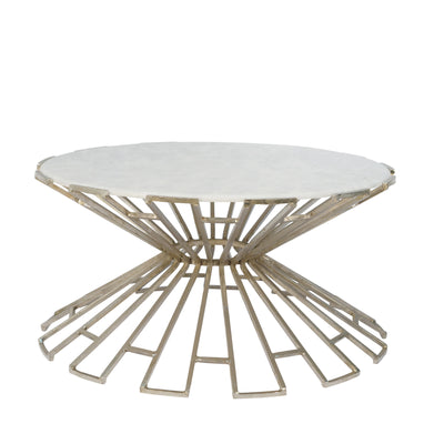 METAL & MARBLE ART DECO COCKTAIL TABLE, SILVER