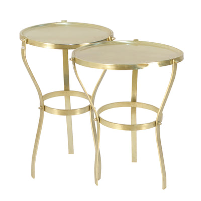 S/2 METAL ROUND ACCENT TABLES , GOLD