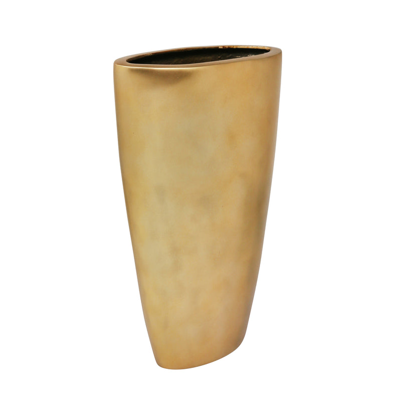 OVAL 15 ALUMINUM VASE, MATTE GOLD