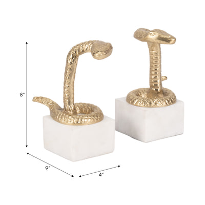 S/2 7 Snake Bookends, Gold