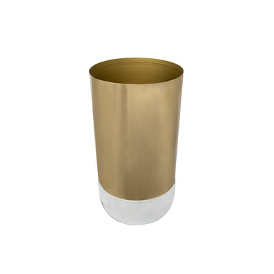 10 METAL & GLASS VASE, GOLD