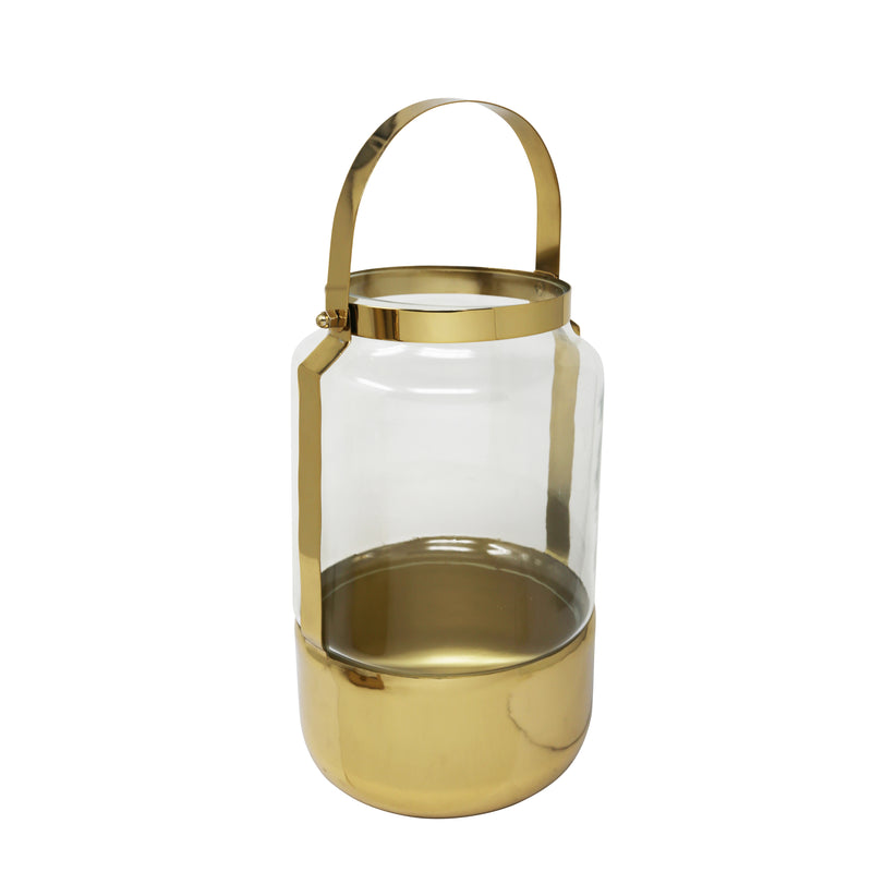 12.5 METAL & GLASS LANTERN, GOLD