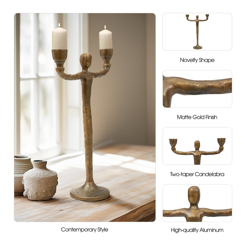 METAL, 15 2 TAPER CANDELABRA, GOLD