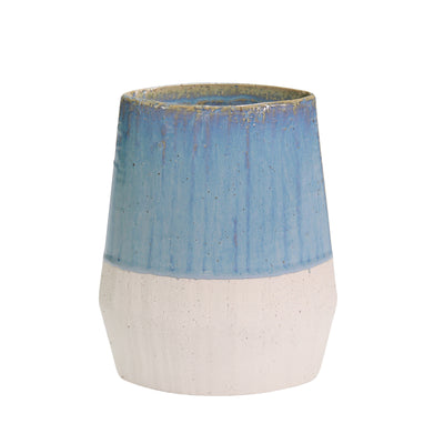 CERAMIC 9 VASE, BLUE/IVORY