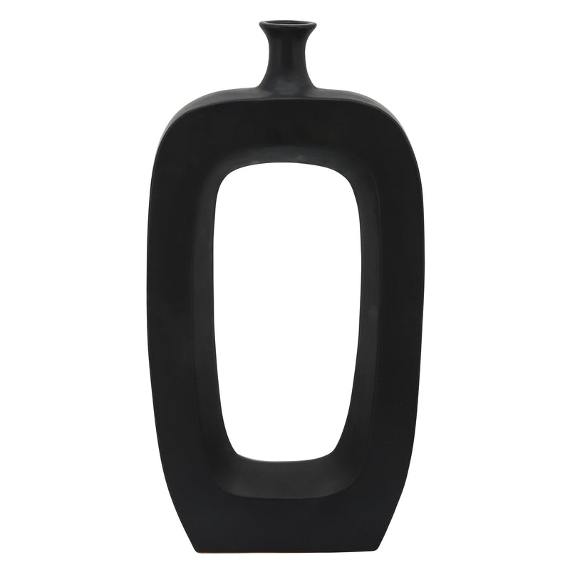 CER, 24 VASE W/ CUT-OUT, BLACK