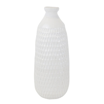 CERAMIC 16 DIMPLED VASE, WHITE