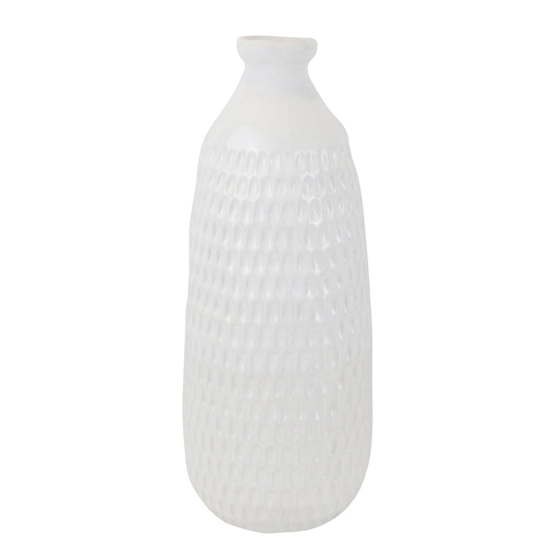 CERAMIC 16 DIMPLED VASE, WHITE