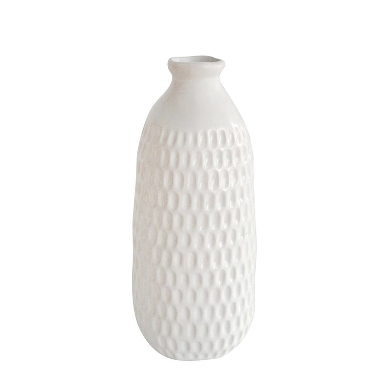 CERAMIC 12 DIMPLED VASE, WHITE