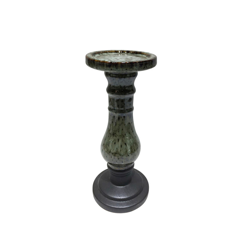 CERAMIC 11 CANDLE HOLDER, GRAY/BLACK