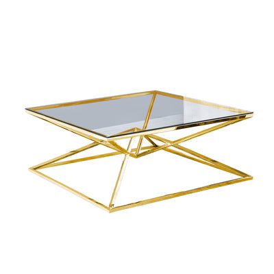 GLASS TOP COFFEE TABLE 42X42GOLD