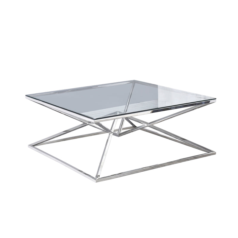 GLASS TOP COFFEE TABLE 42X42SILVER