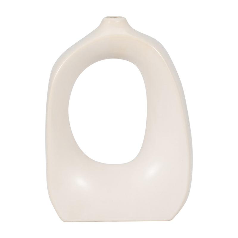 STONEWARE 11 CURVY CUT-OUT VASE, COTTON