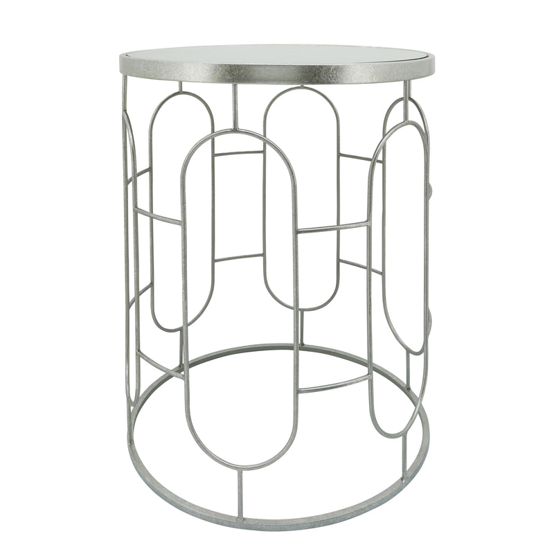 S/2 MIRRORED ROUND ACCENT TABLES 24/20 SILVER