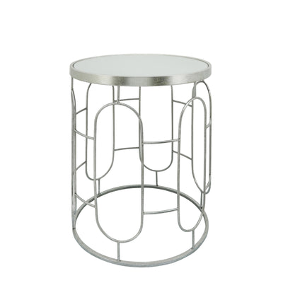 S/2 MIRRORED ROUND ACCENT TABLES 24/20 SILVER