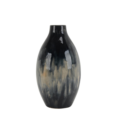 CERAMIC 14.5 VASE, BLACK/BLUEMIX