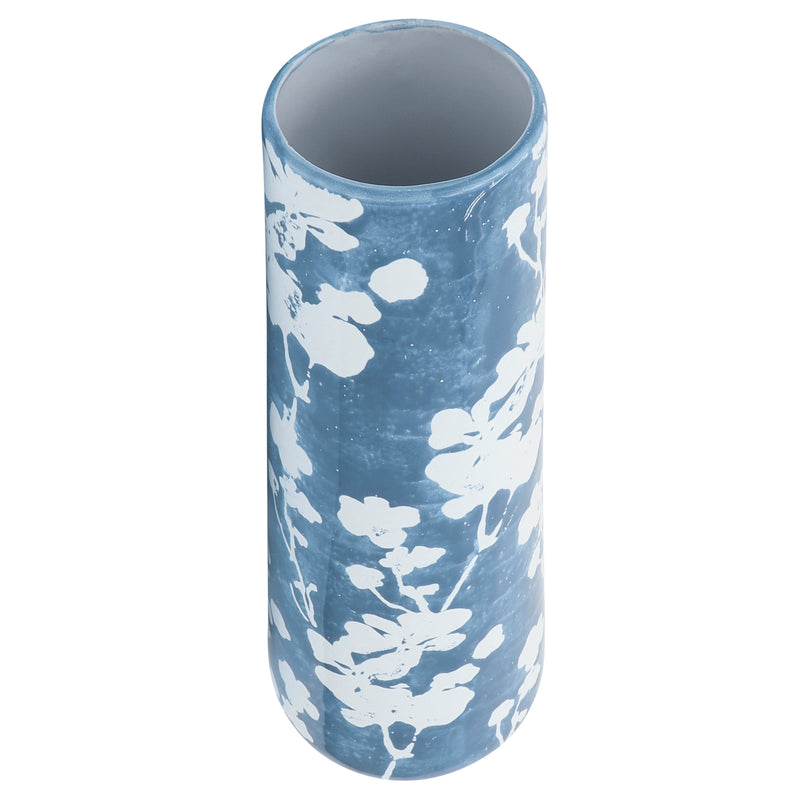 Cer 19 Floral Vase, Skyblu/White