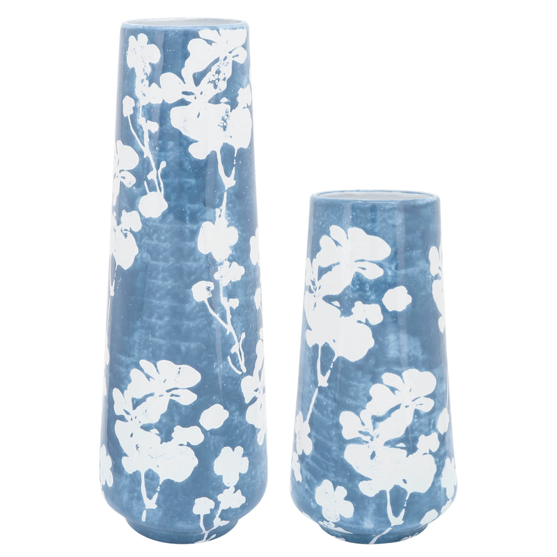 Cer 19 Floral Vase, Skyblu/White