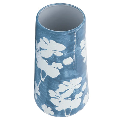 Cer 13 Floral Vase, Sky Blue/White