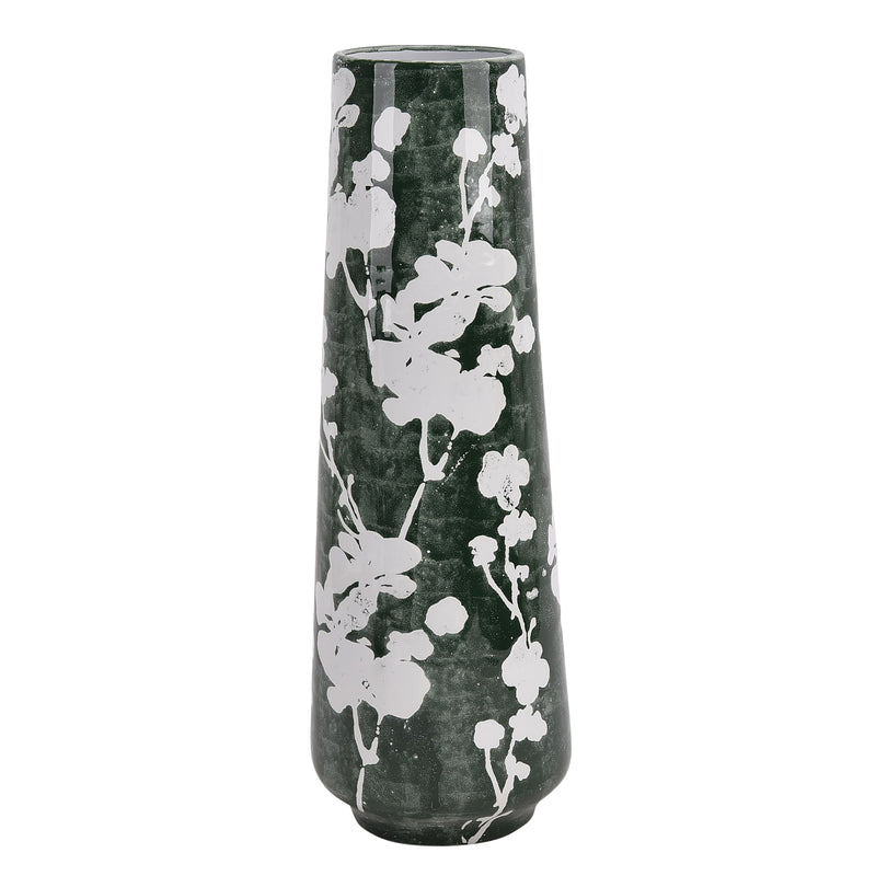 CER 19 FLORAL VASE, GREEN/WHITE